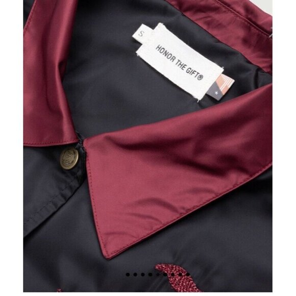 Honor The Gift Stadium Jacket Women’s NEW XS Varsity Nwts Black Maroon 1B - Picture 6 of 15